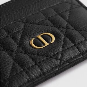 Dior Quilted Black Card Holder with Gold Logo